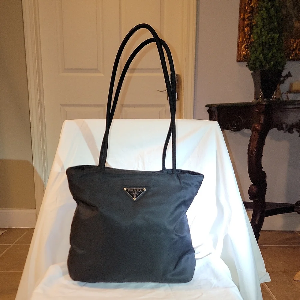 Prada Black Nylon Tote with  Straps